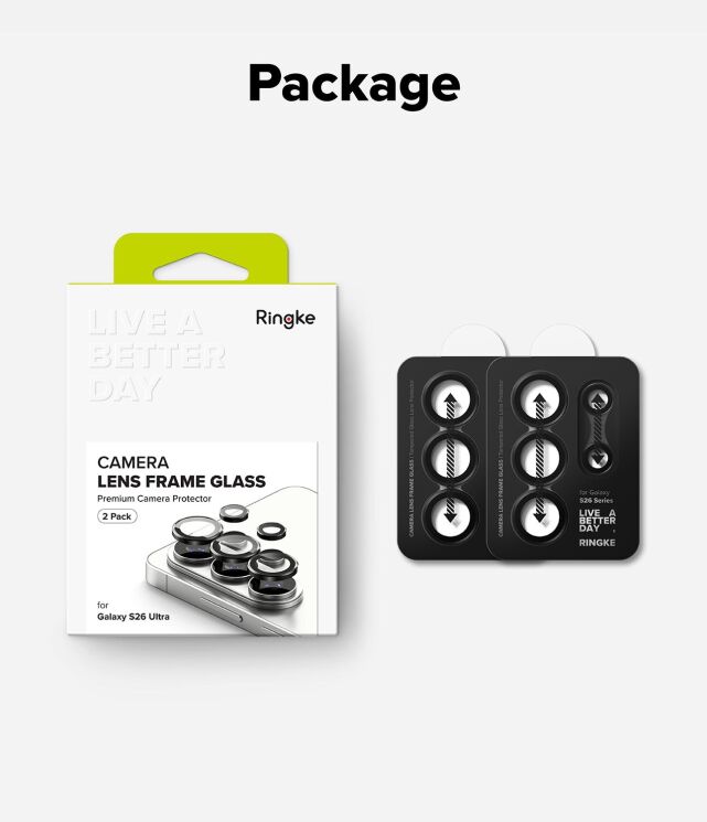 Комплект защитных стекол Ringke Camera Lens Frame Glass для Samsung Galaxy S26 Ultra (S948) 8800328814943 - Black: фото 15 из 16