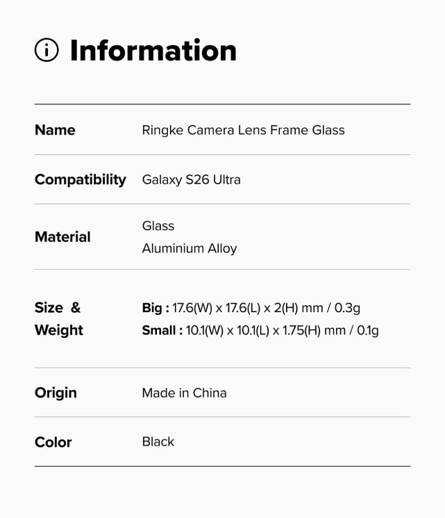 Комплект защитных стекол Ringke Camera Lens Frame Glass для Samsung Galaxy S26 Ultra (S948) 8800328814943 - Black: фото 16 из 16