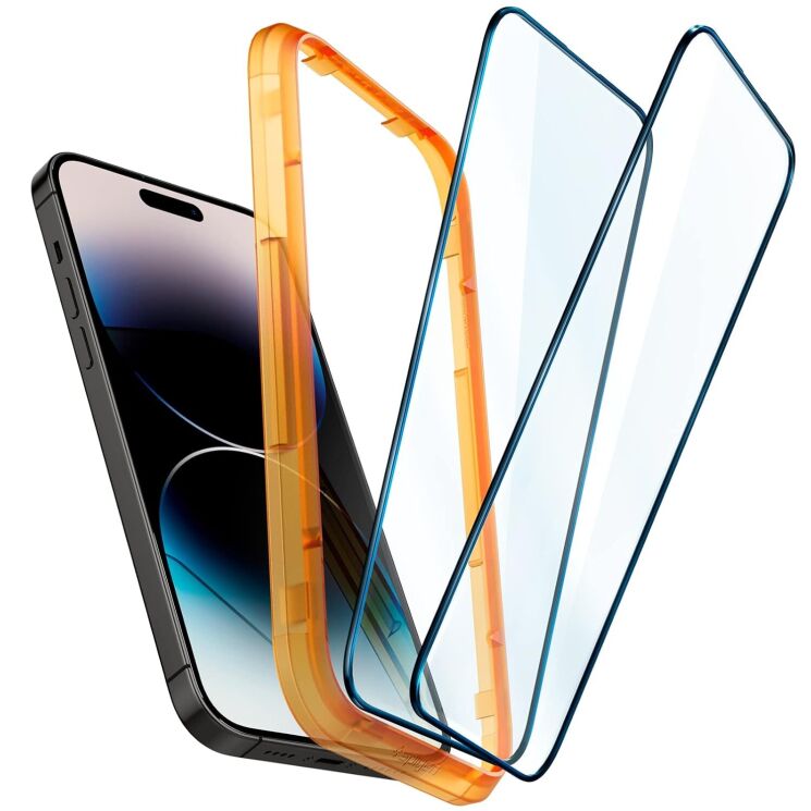 Комплект захисних стекол Spigen (SGP) GLAS.tR AlignMaster Black для Apple iPhone 14 Pro (AGL05216) - Black: фото 2 з 11