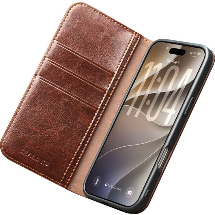Шкіряний чохол QIALINO Classic Case для iPhone 18 Pro Max - Brown: фото 2 з 13
