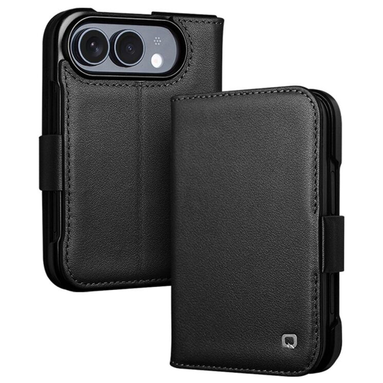 Шкіряний чохол QIALINO Wallet Case (FF) для iPhone Duo - Black: фото 1 з 11