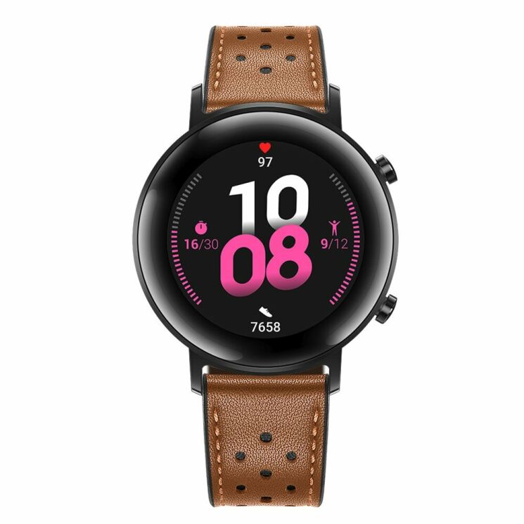 Кожаный ремешок Deexe Classic для Huawei Watch GT2 42mm - Brown: фото 4 из 10