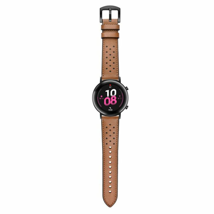 Кожаный ремешок Deexe Classic для Huawei Watch GT2 42mm - Brown: фото 9 из 10