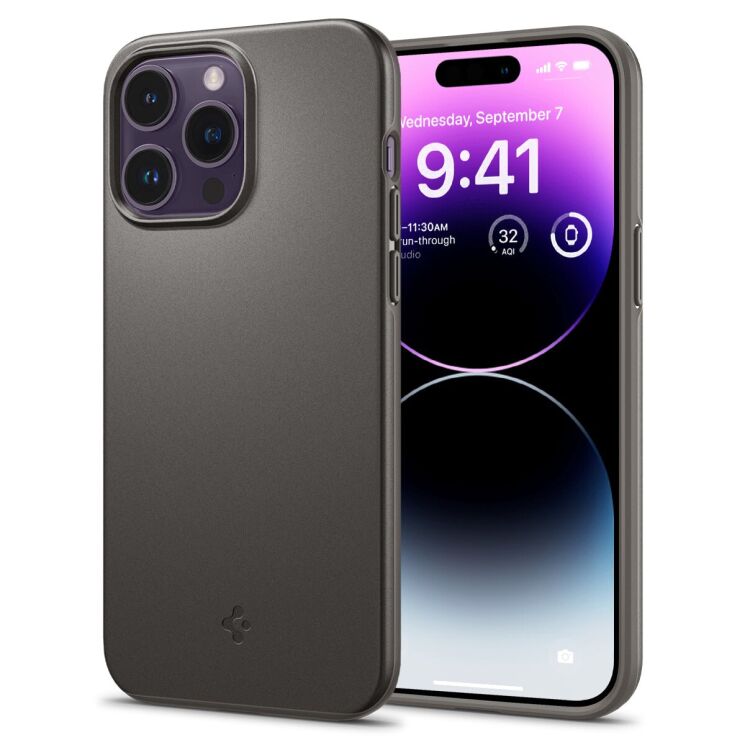 Защитный чехол Spigen (SGP) Thin Fit для Apple iPhone 14 Pro - Gunmetal: фото 1 из 15