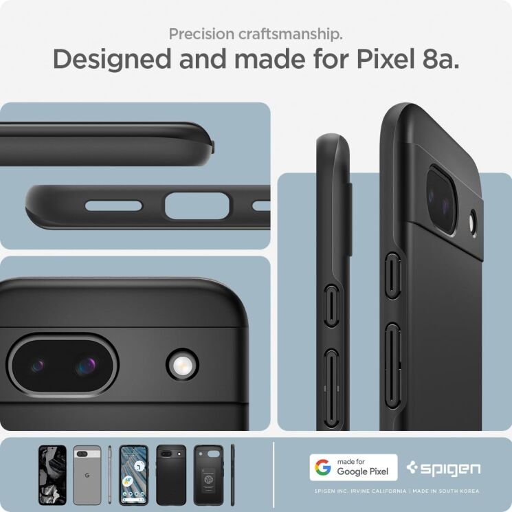 Пластиковый чехол Spigen (SGP) Thin Fit для Google Pixel 8A - Black: фото 17 из 17