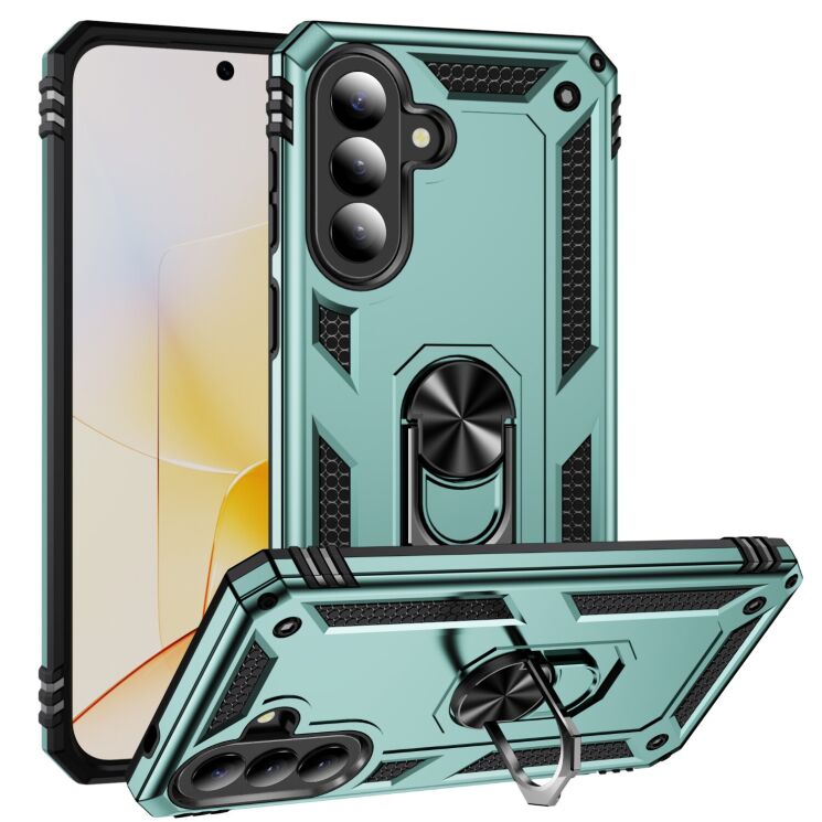 Противоударный чехол с подставкой Deexe Armor Case для Samsung Galaxy A57 (A576) - Blackish Green: фото 1 из 7