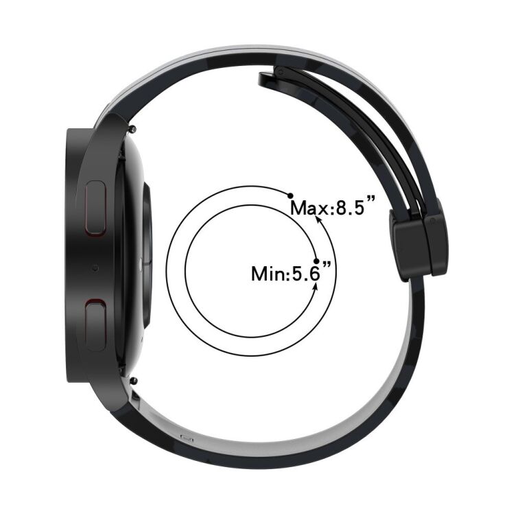 Ремешок Deexe Camo Silicone для Samsung Galaxy Watch 4 / 4 Classic / 5 / 5 Pro - Dark Grey: фото 6 из 6