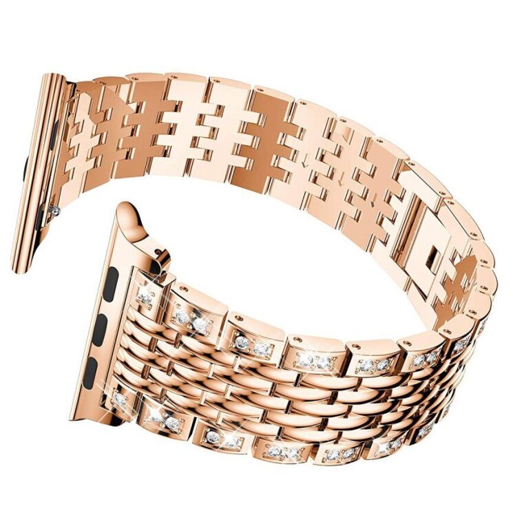 Ремешок Deexe Diamond для Apple Watch 42 (Series 10) / 41 / 40 / SE 40 / 38 - Rose Gold: фото 3 из 5