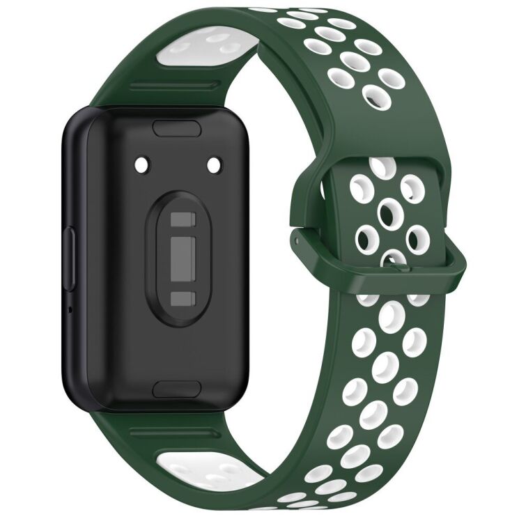 Ремінець Deexe Dot Color для Samsung Galaxy Fit 3 - Dark Green / White: фото 2 з 7