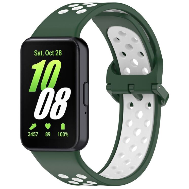 Ремінець Deexe Dot Color для Samsung Galaxy Fit 3 - Dark Green / White: фото 1 з 7