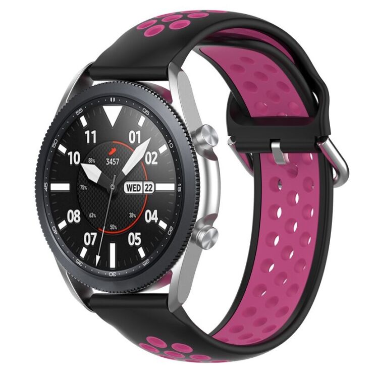 Ремешок Deexe Dual Color для Samsung Galaxy Watch 3 (45mm) - Black / Rose: фото 4 из 5