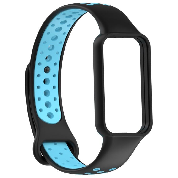 Ремінець Deexe Dual Color для Xiaomi Redmi Smart Band 2 - Black / Blue: фото 3 з 11