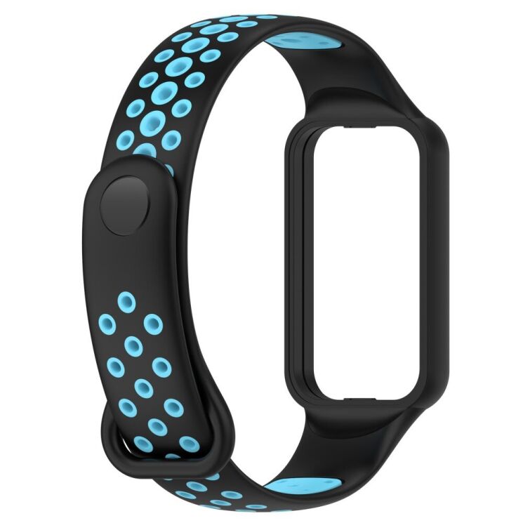 Ремінець Deexe Dual Color для Xiaomi Redmi Smart Band 2 - Black / Blue: фото 2 з 11