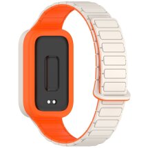 Ремешок Deexe Flexible Fit для Xiaomi Mi Smart Band 9 Active / Redmi Band 3 - Orange / White: фото 1 из 7