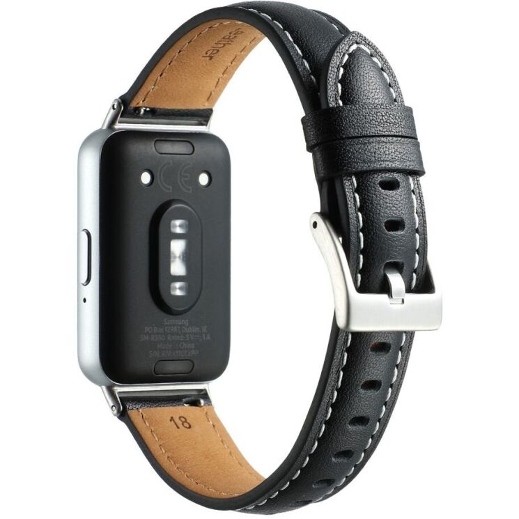 Ремінець Deexe Leather Strap для Samsung Galaxy Fit 3 - Black: фото 2 з 4