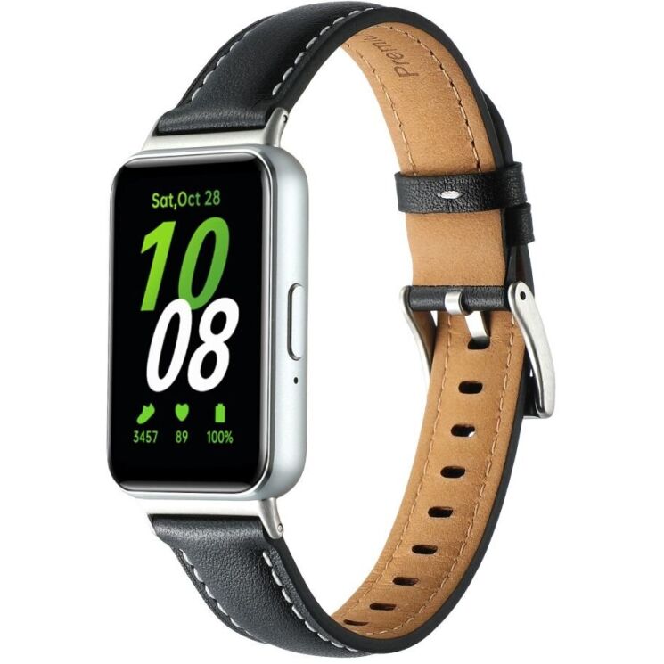 Ремінець Deexe Leather Strap для Samsung Galaxy Fit 3 - Black: фото 1 з 4