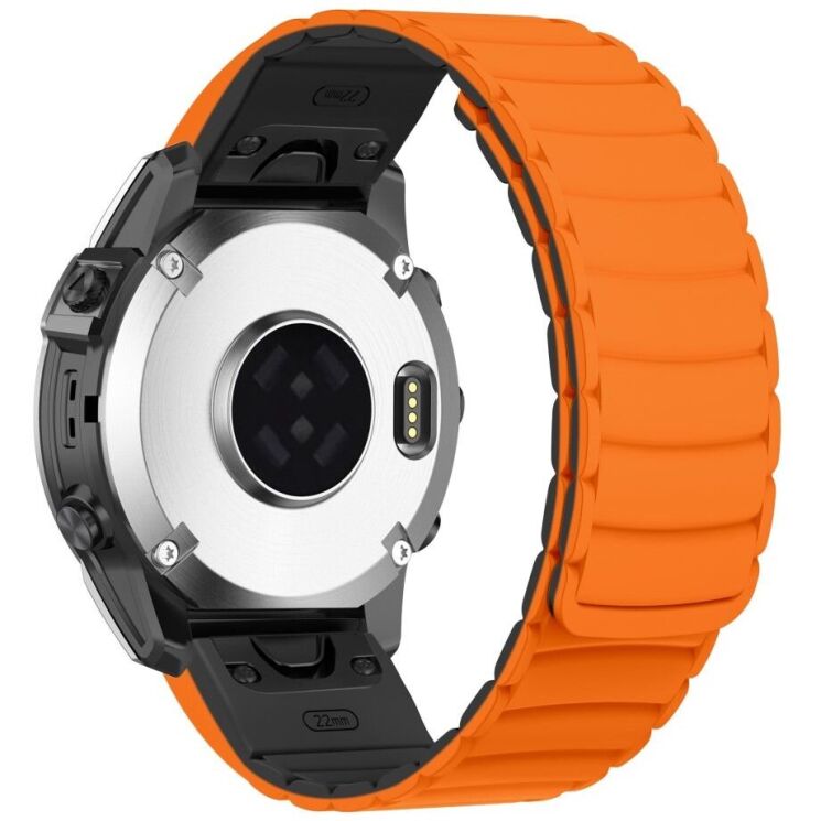 Ремешок Deexe Magnetic Band для часов Garmin c креплением Quick Fit 22mm - Orange / Black: фото 1 из 5