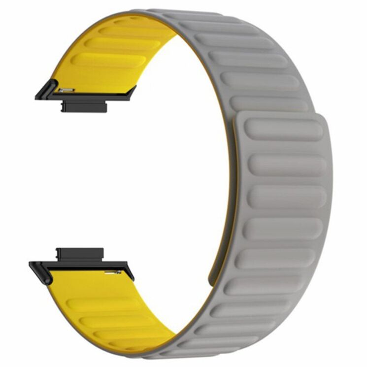 Ремешок Deexe Magnetic Band для Huawei Watch Fit 3 - Grey / Yellow: фото 1 из 3