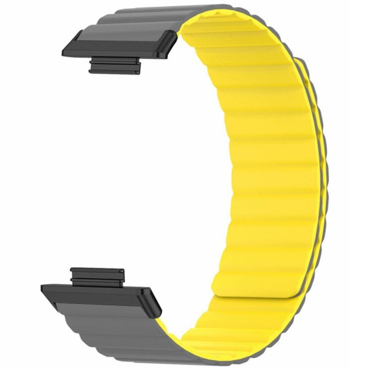 Ремешок Deexe Magnetic Band для Huawei Watch Fit 3 - Grey / Yellow: фото 3 из 3