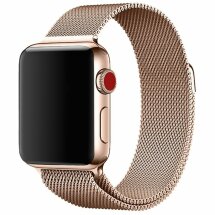 Ремешок Deexe Milanese Stainless Steel для Apple Watch 46 / 45 / 44 / SE 44 / 42 (Series 1-3) / Ultra / Ultra 2 - Rose Gold: фото 1 из 9