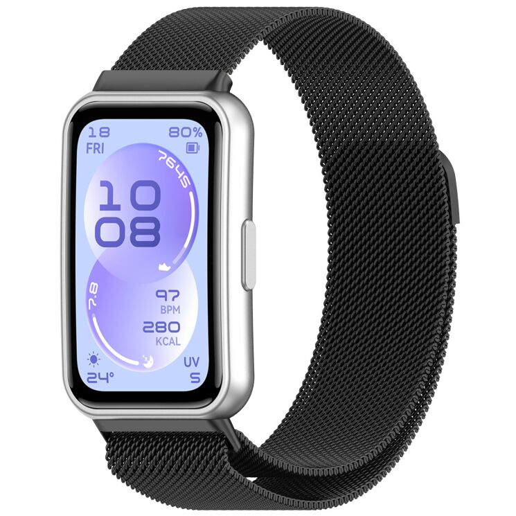 Ремешок Deexe Milanese Stainless Steel для Huawei Band 11 Pro / Band 11 - Black (410601B) Ремешок Deexe Milanese Stainless Steel для Huawei Band 11 Pro / Band 11 - Black: фото 2 из 5