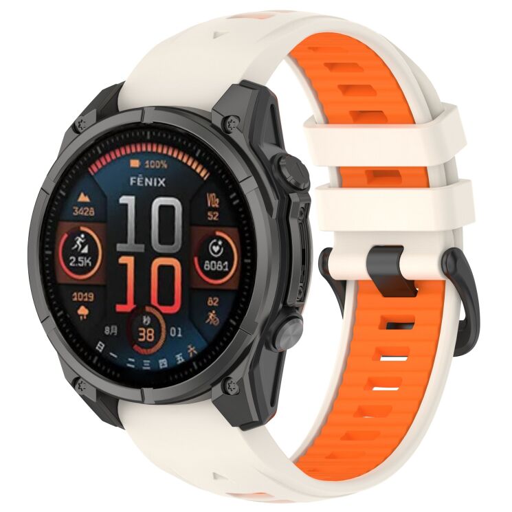 Ремінець Deexe Modern Strap для годинників Garmin з шириною кріплення QuickFit 20mm - Starlight / Orange: фото 4 з 7