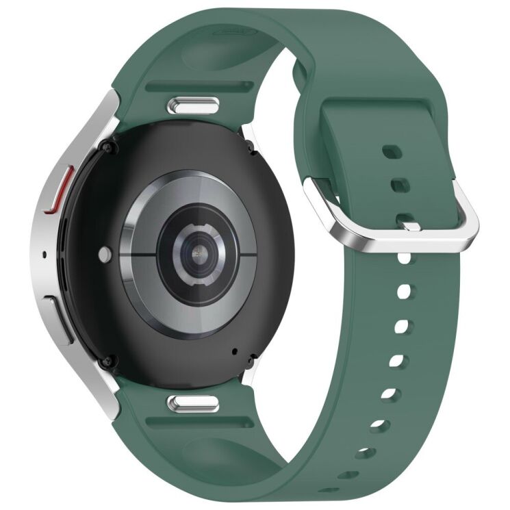 Ремешок Deexe Silicone Band для Samsung Galaxy Watch 4 / 4 Classic / 5 / 5 Pro / 6 / 6 Classic / 7 / FE - Dark Green: фото 1 из 8