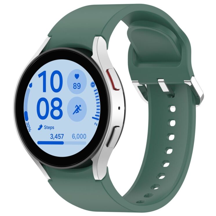 Ремешок Deexe Silicone Band для Samsung Galaxy Watch 4 / 4 Classic / 5 / 5 Pro / 6 / 6 Classic / 7 / FE - Dark Green: фото 2 из 8