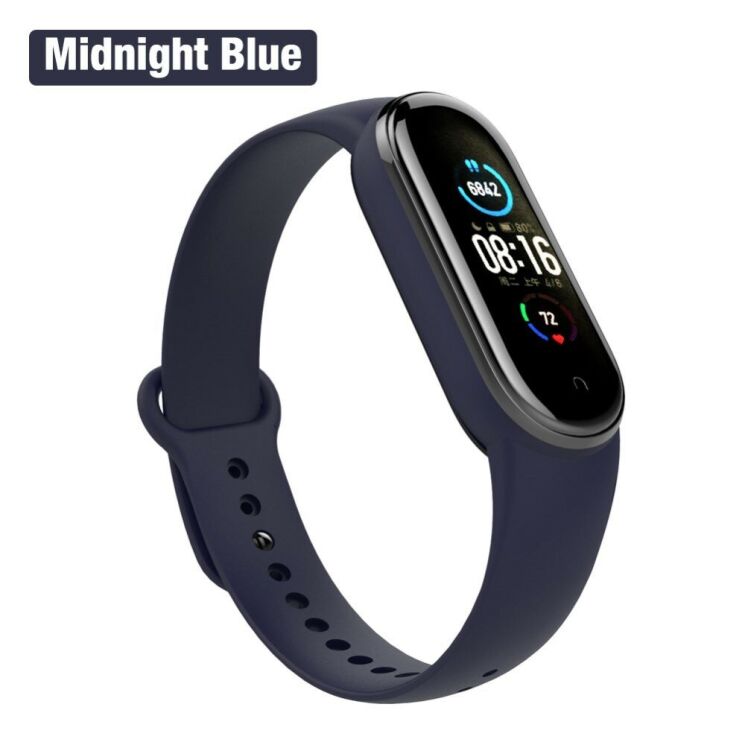 Ремешок Deexe Silicone Wrist для Xiaomi Mi Band 5 / Mi Band 6 / Mi Band 7 - Midnight Blue: фото 1 из 11