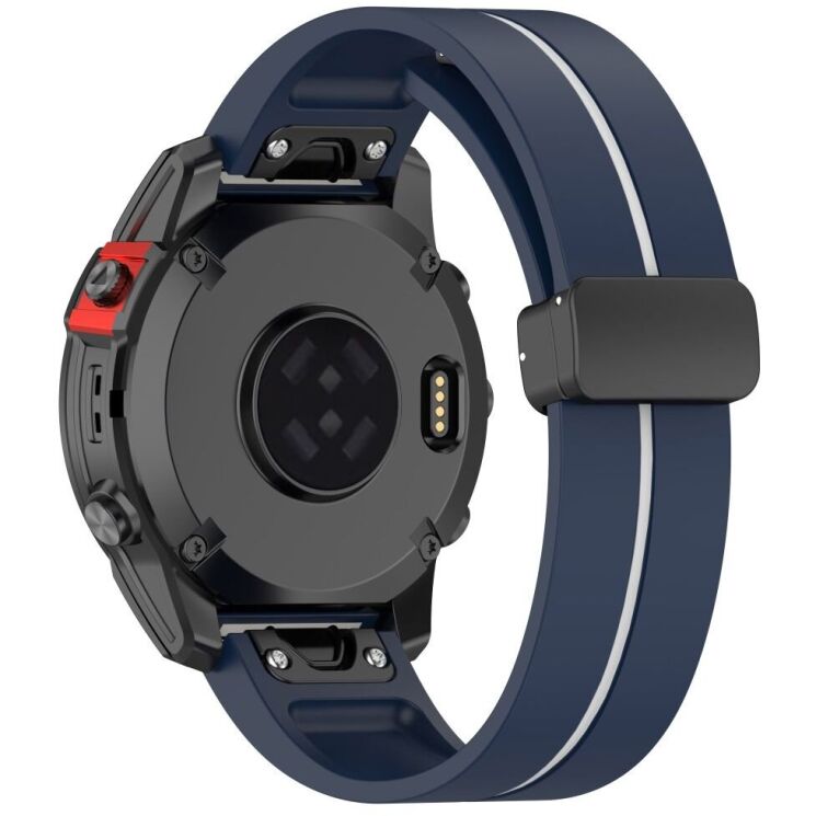 Ремінець Deexe Soft Line для годинників Garmin з кріпленням Quick Fit 22mm - Midnight Blue / White: фото 6 з 8