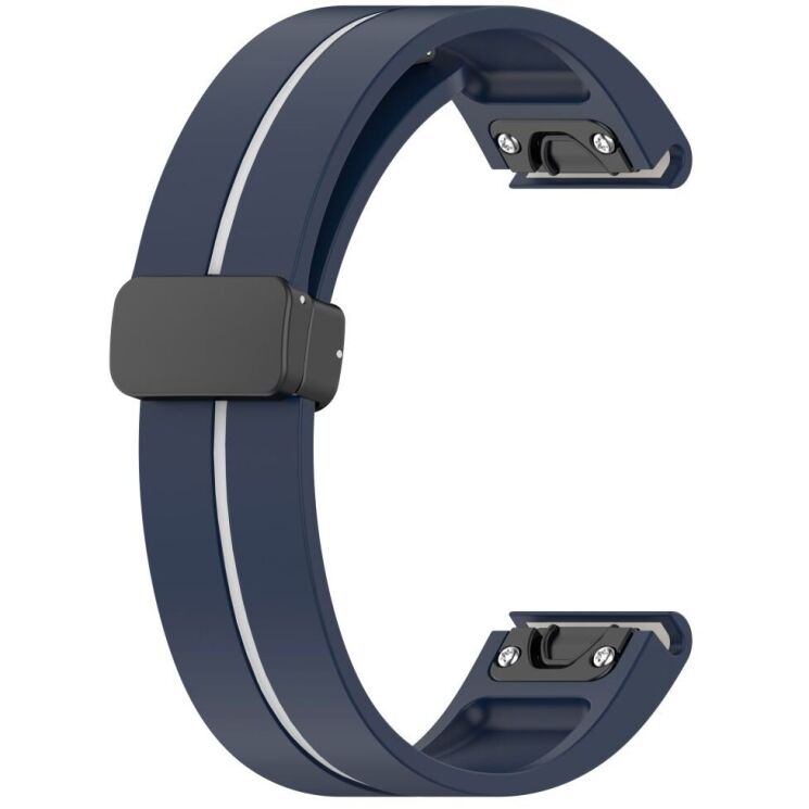Ремінець Deexe Soft Line для годинників Garmin з кріпленням Quick Fit 22mm - Midnight Blue / White: фото 2 з 8