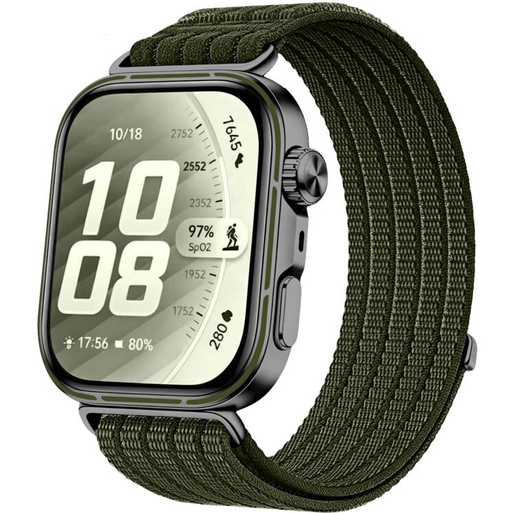 Ремешок Deexe Soft Weave для Huawei Watch Fit 4 Pro / Fit 4 / Fit 3 - Dark Green: фото 2 из 5