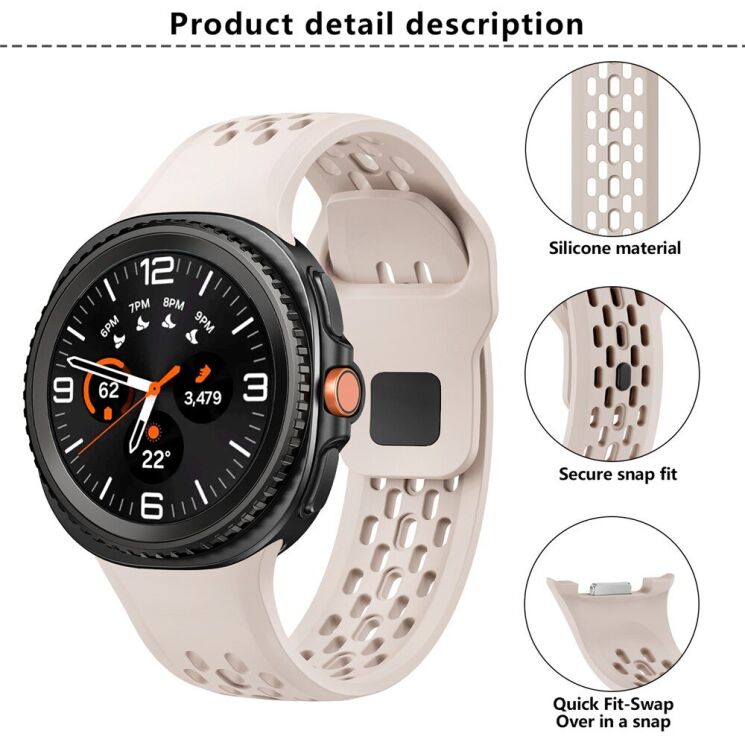 Ремінець KALEBOL Hole Design для Samsung Galaxy Watch 8 (40/44mm) / 8 Classic - Pink: фото 4 з 7