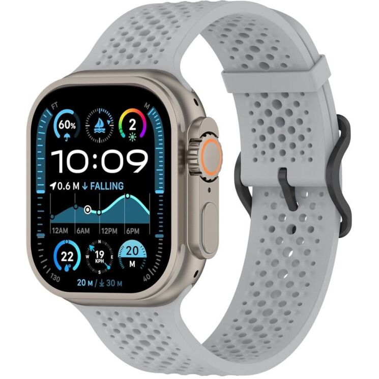 Ремінець Reframe Holes Fit для Apple Watch 49 / 46 / 45 / 44 / SE 44 / 42 (Series 1-3) / Ultra / Ultra 2 - Light Grey: фото 4 з 7