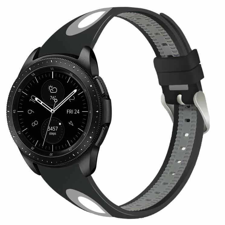 Ремешок UniCase Sport Style для Samsung Galaxy Watch 46mm / Watch 3 45mm / Gear S3 - Black / Grey: фото 1 из 7
