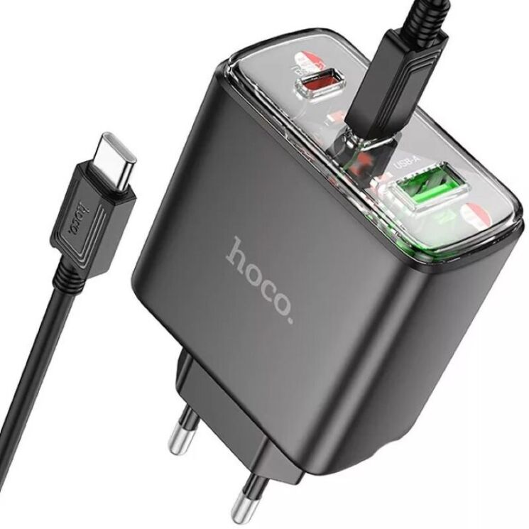 Сетевое зарядное устройство Hoco CS44A 65W + кабель Type-C to Type-C - Black: фото 2 из 5