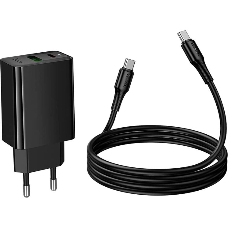 Мережевий зарядний пристрій Hoco CS95A PD30W + QC3.0 + кабель Type-C to Type-C - Black: фото 6 з 9
