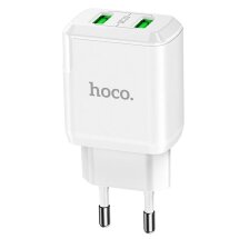 Мережевий зарядний пристрій Hoco N6 Charmer (2USB, QC3.0, 3A) - White: фото 1 з 7
