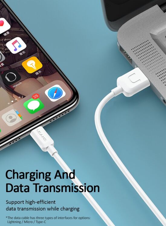Мережевий зарядний пристрій USAMS T21 Travel Charger + кабель Type-C - White: фото 8 з 8