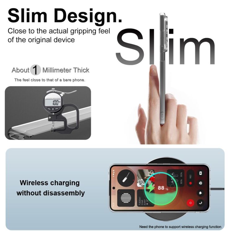Силіконовий (TPU) чохол IMAK UX-5 Series для Nothing Phone (3a) Pro - Transparent: фото 6 з 7