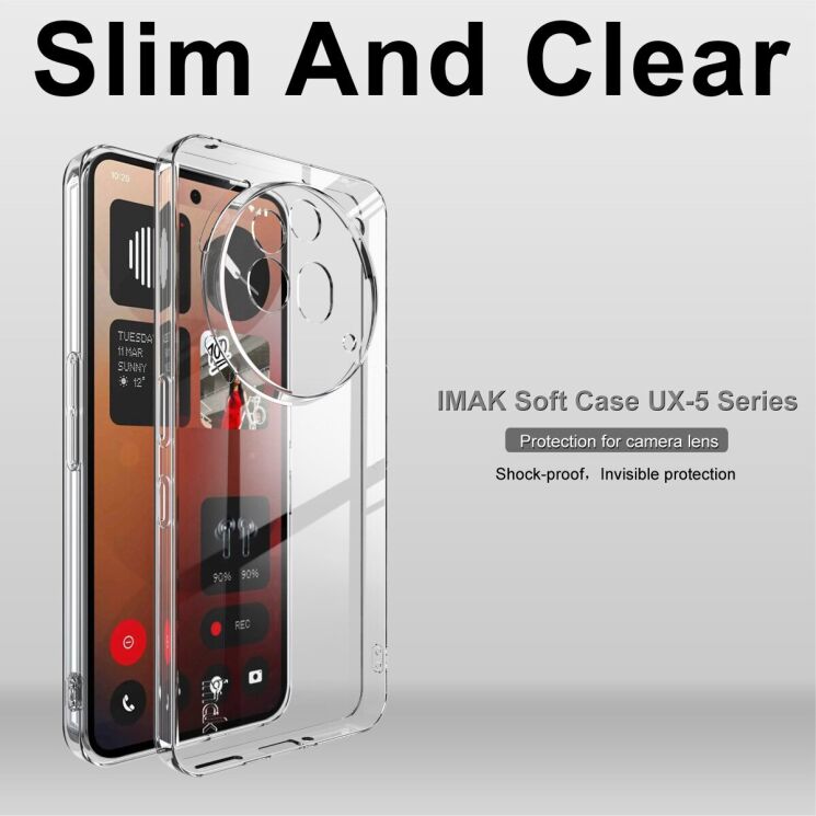 Силіконовий (TPU) чохол IMAK UX-5 Series для Nothing Phone (3a) Pro - Transparent: фото 3 з 7