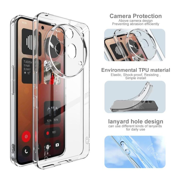 Силіконовий (TPU) чохол IMAK UX-5 Series для Nothing Phone (3a) Pro - Transparent: фото 5 з 7