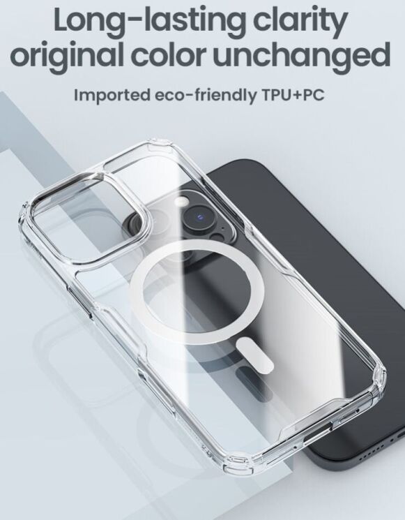Силиконовый чехол NILLKIN Nature TPU Pro Magnetic для Apple iPhone 16 Pro Max - Transparent: фото 7 из 13