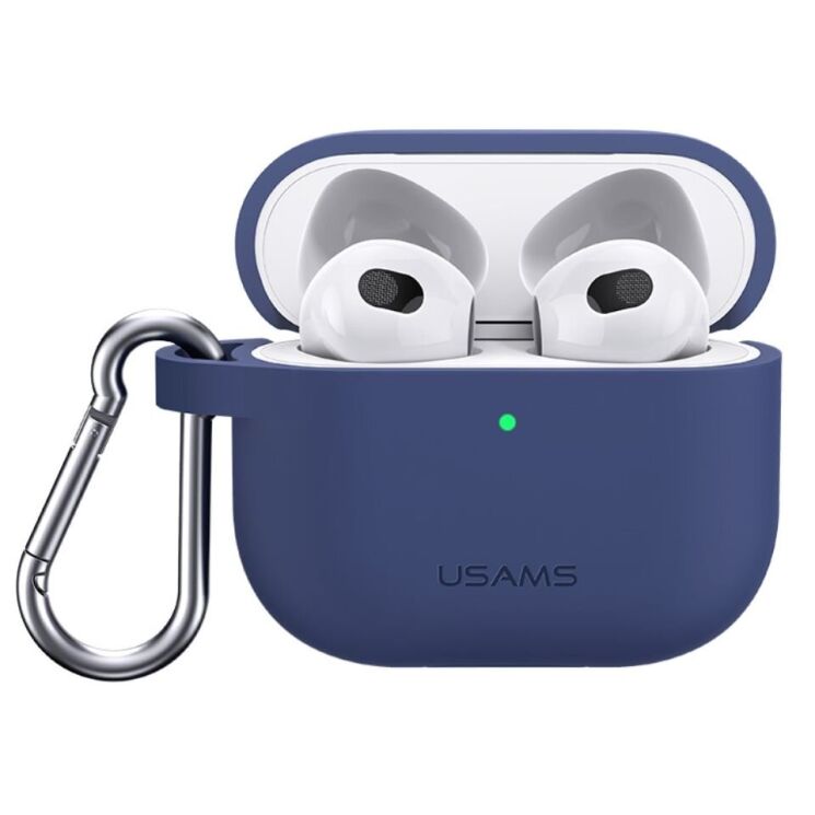 Силиконовый чехол USAMS US-BH741 Silicone Case для Apple AirPods 3 - Blue: фото 1 из 8