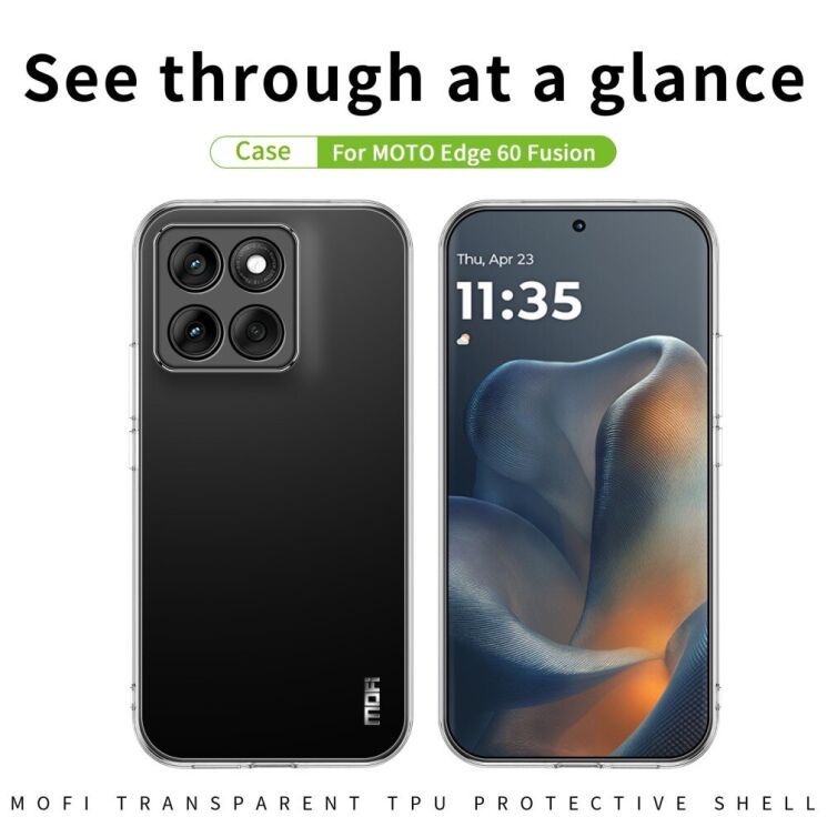 Силиконовый (TPU) чехол MOFI Thin Guard для Motorola Edge 60 Fusion - Transparent: фото 5 из 12