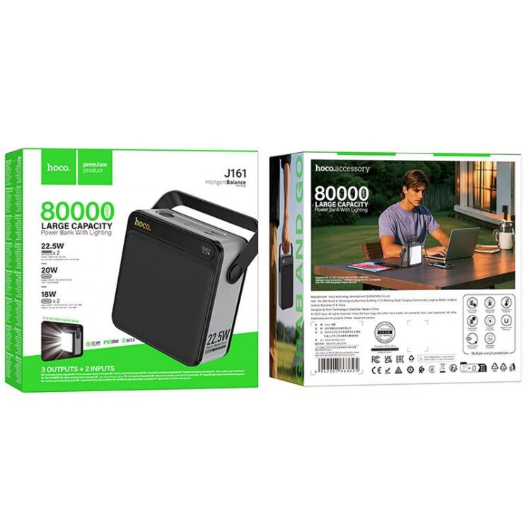 Внешний аккумулятор Hoco J161 Power 22.5W+PD20W (80000mAh) - Black / Grey (995792BH) Внешний аккумулятор Hoco J161 Power 22.5W+PD20W (80000mAh) - Black / Grey: фото 6 из 8