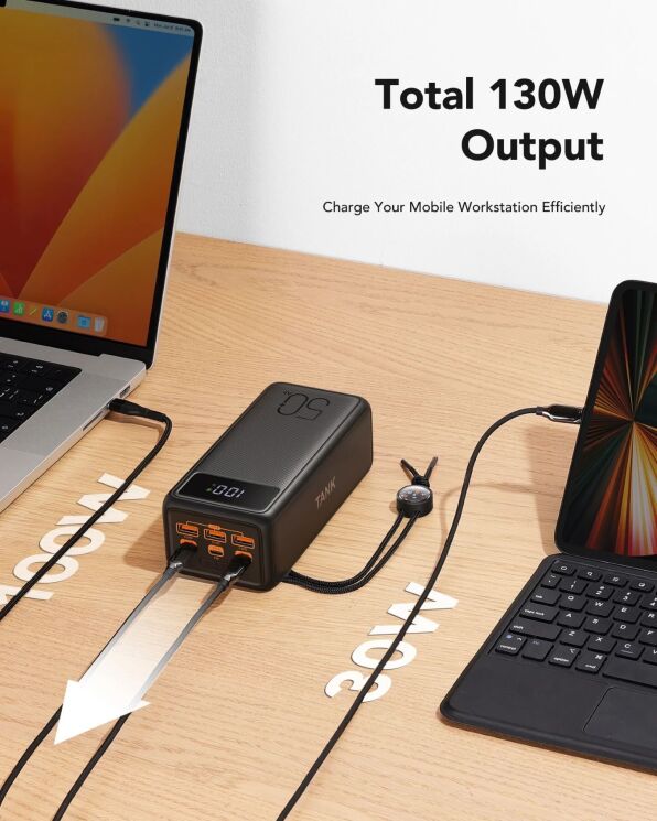 Внешний аккумулятор VEGER Tank lite PD130W (56000mAh) - Black: фото 4 из 8