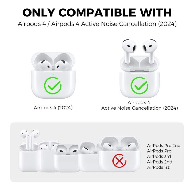 Защитный чехол AHASTYLE JY10 для Apple AirPods 4 - White: фото 6 из 6
