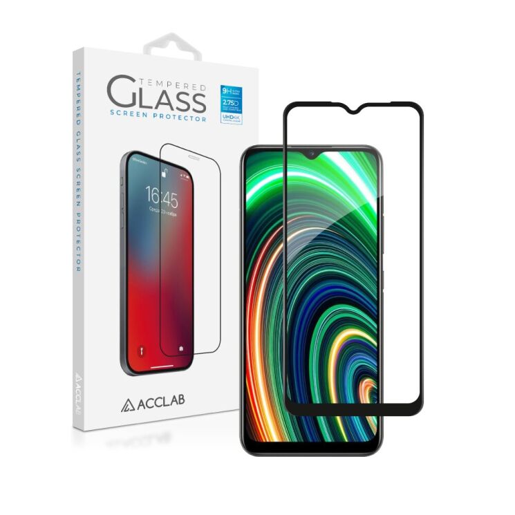 Защитное стекло ACCLAB Full Glue для Realme C21Y / C25Y - Black: фото 1 из 6