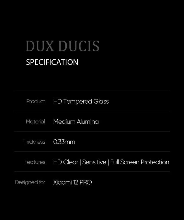 Защитное стекло DUX DUCIS Full Glue для Xiaomi 12 Pro - Black: фото 9 из 11
